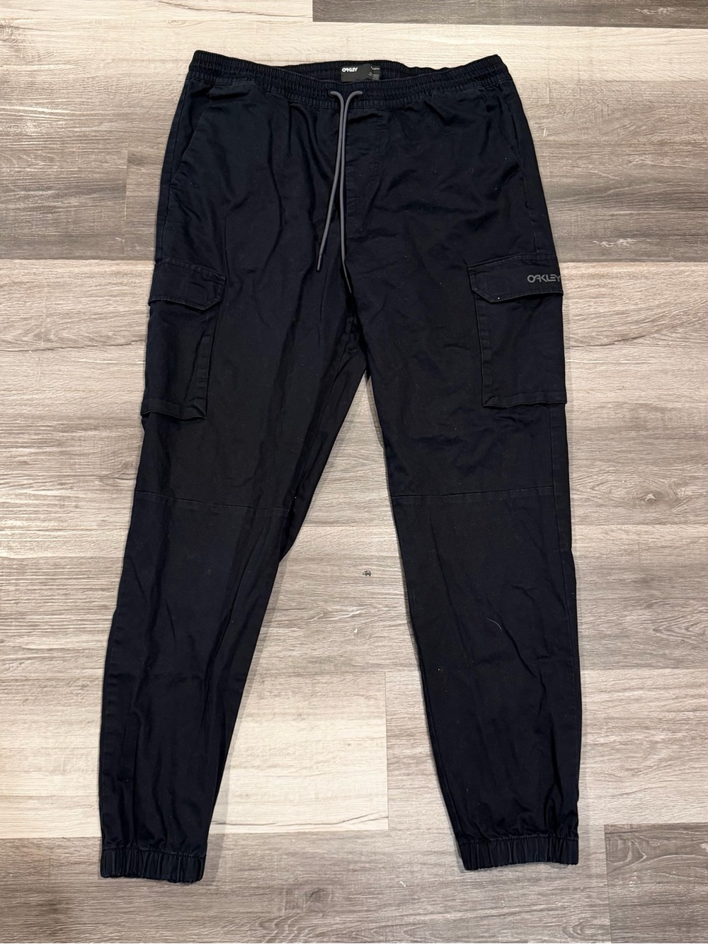 Oakley Mens Black Regular Fit Cargo Jogger Pants Elastic Waist Drawstring Sz L
